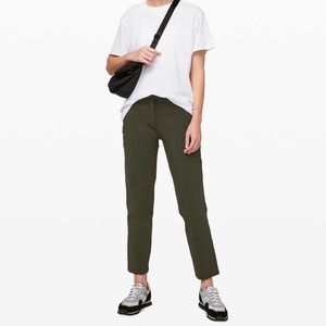 LULULEMON On The Move olive green zipper fly pant